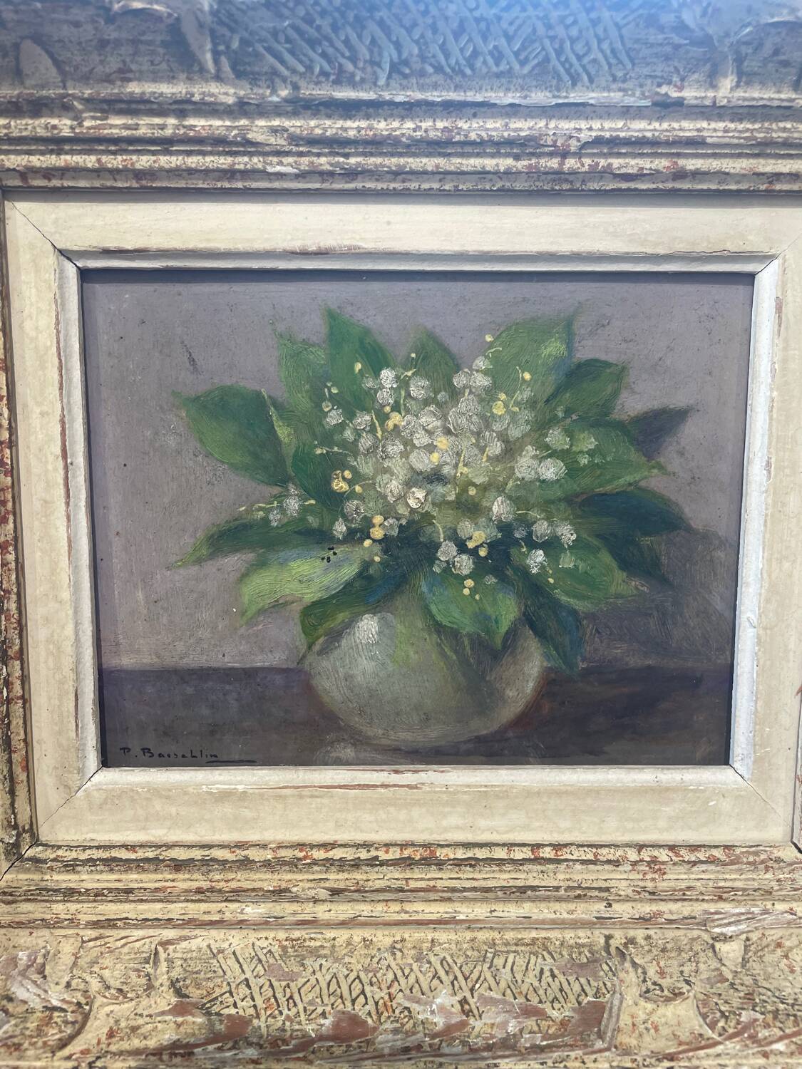 Charming old painting: Bouquet of lily of the valley