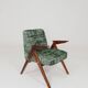 Fauteuil lounge scandinave vert, tissu d'ameublement bohème mélangé