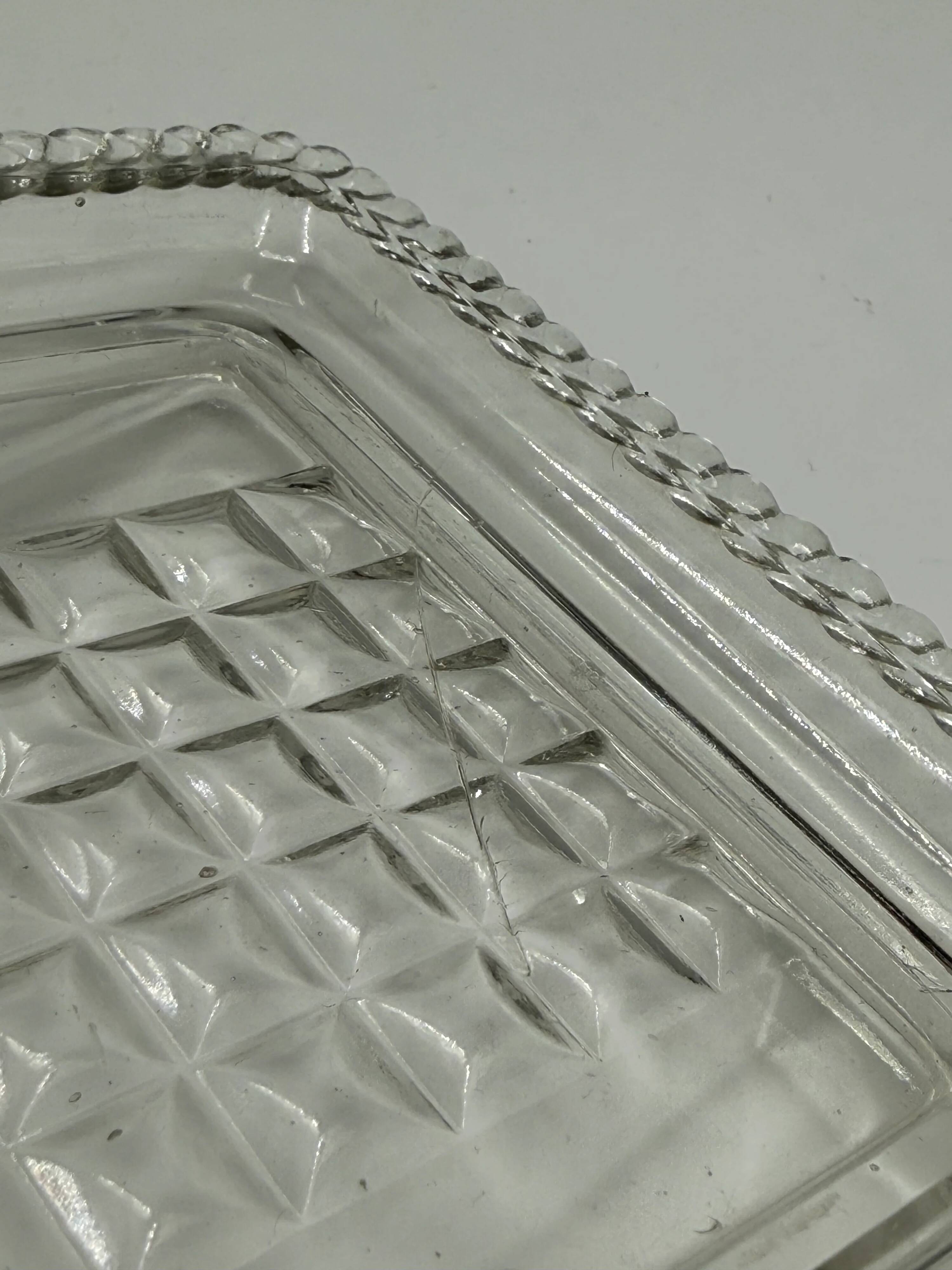 Plateau vintage en verre texturé