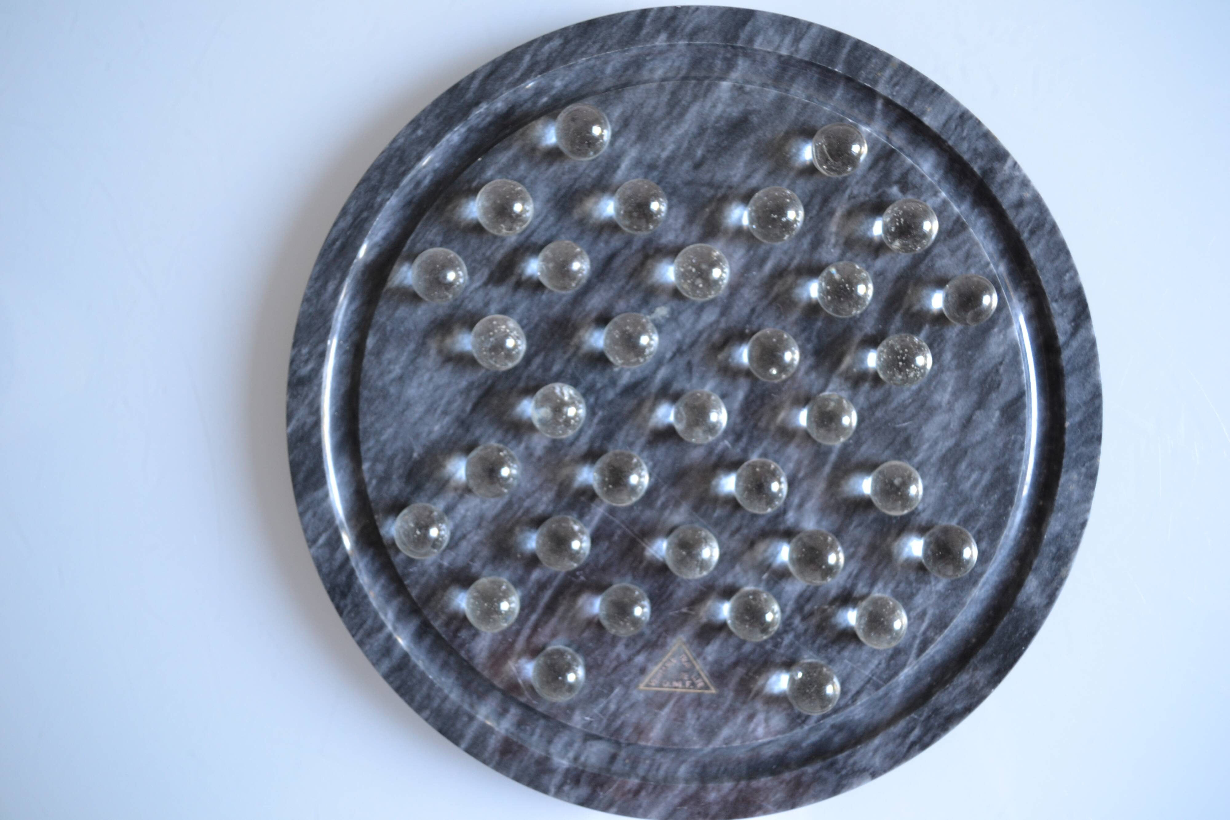 vintage marble and glass solitaire game