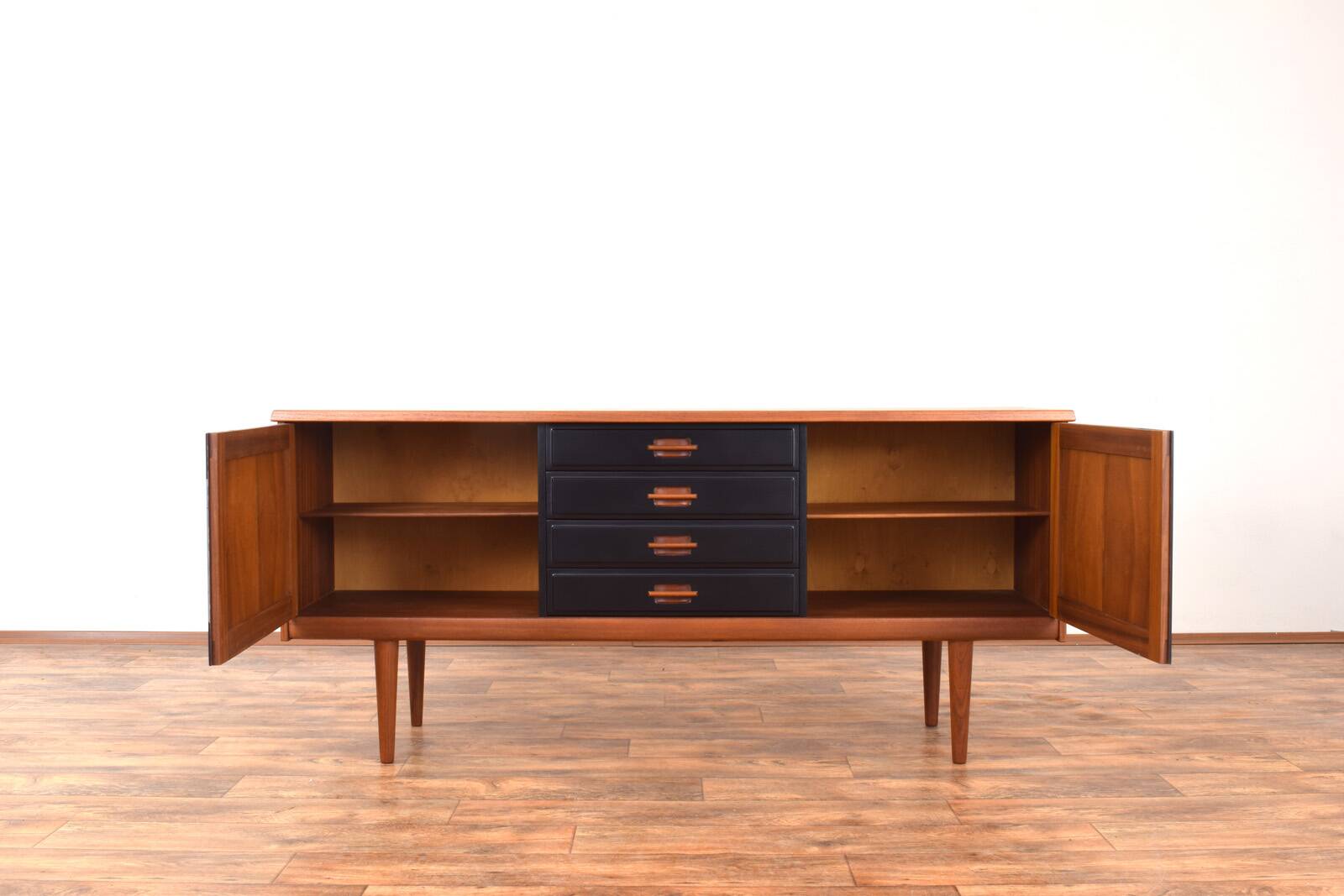 Mid-Century Op-Art Hand-Painted Teak Sideboard by Gustav Bahus, 1960s