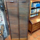 Old double curtained oak filing cabinet, 196×87cms H