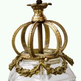 Lantern conical gilded beveled faceted glass old white XIXth