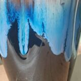 "Pair of vintage glazed ceramic vases – blue flamed glaze – ann"