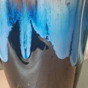 "Pair of vintage glazed ceramic vases – blue flamed glaze – ann"