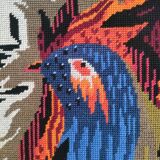 handmade "Aurore" rooster tapestry from the 1970s