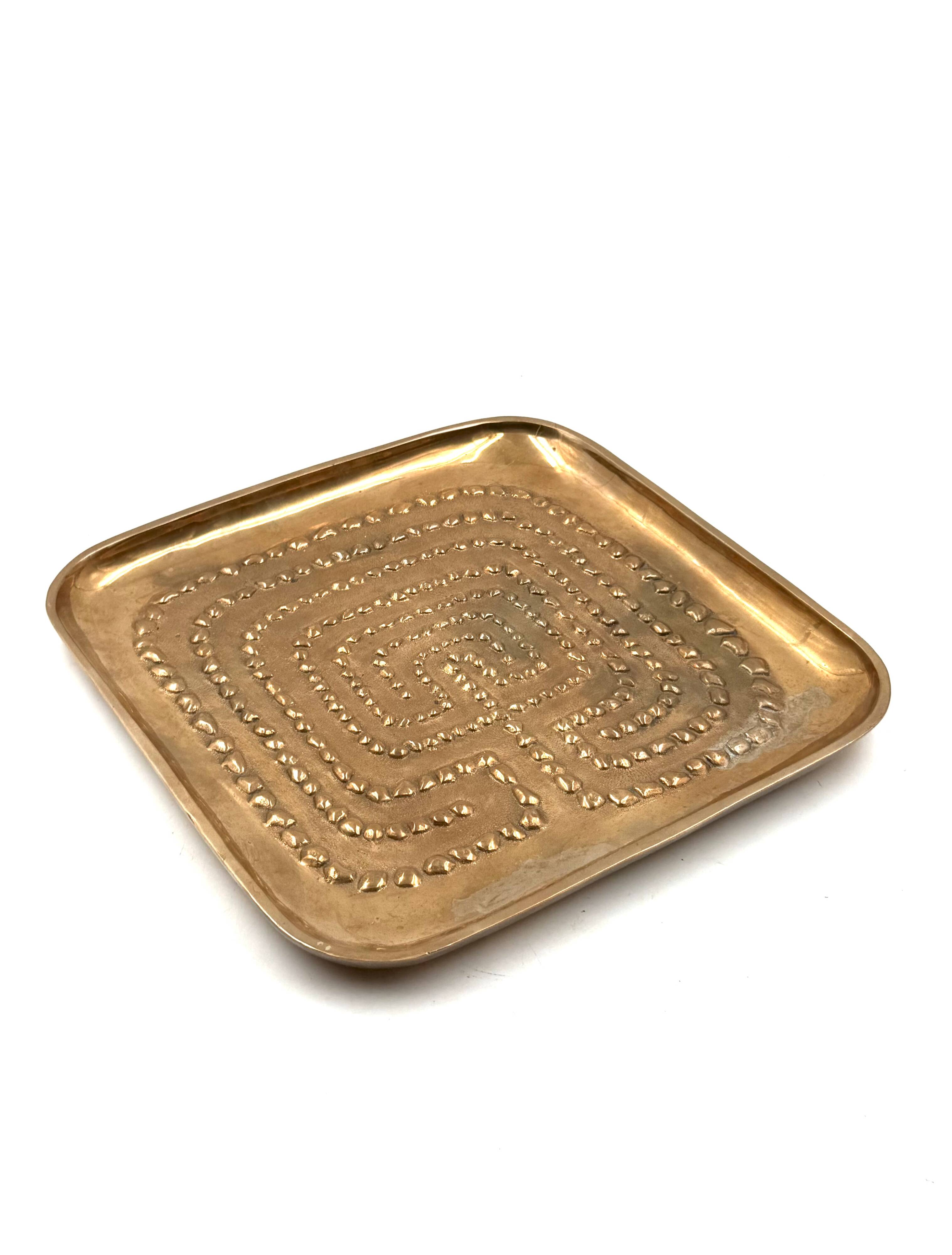 Modern solid brass tray / vide poche, Atelier Ventrella Italy 1980s