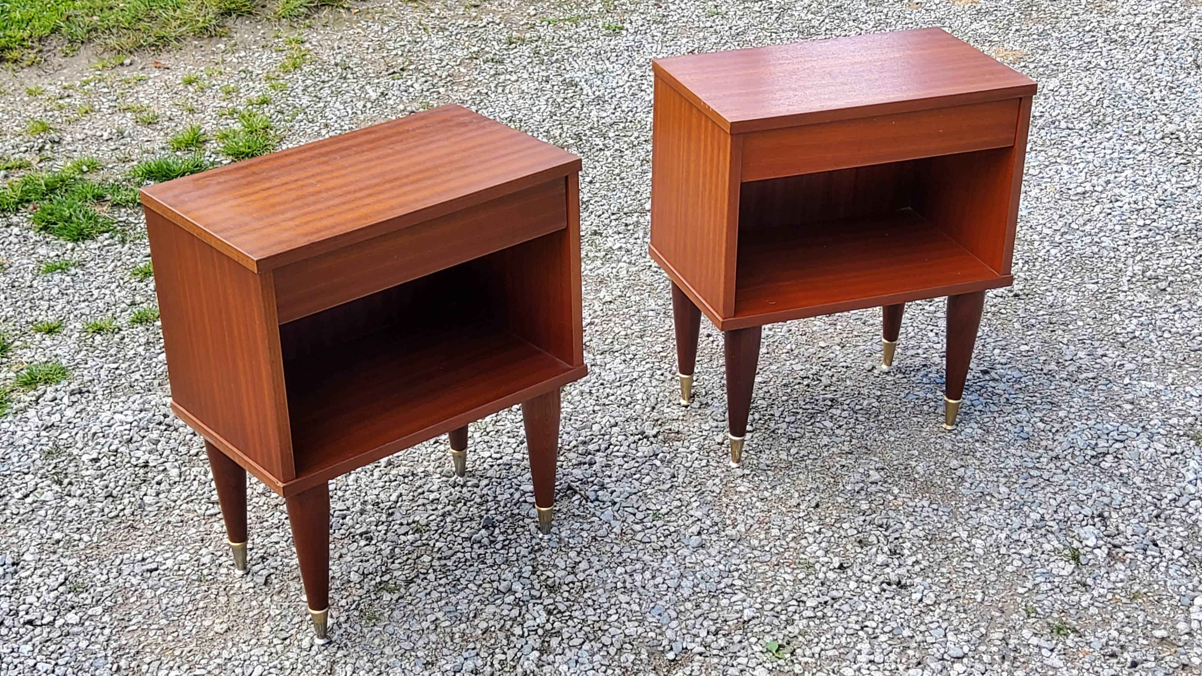 Pair of vintage bedside tables from the 60s in Scandinavian style