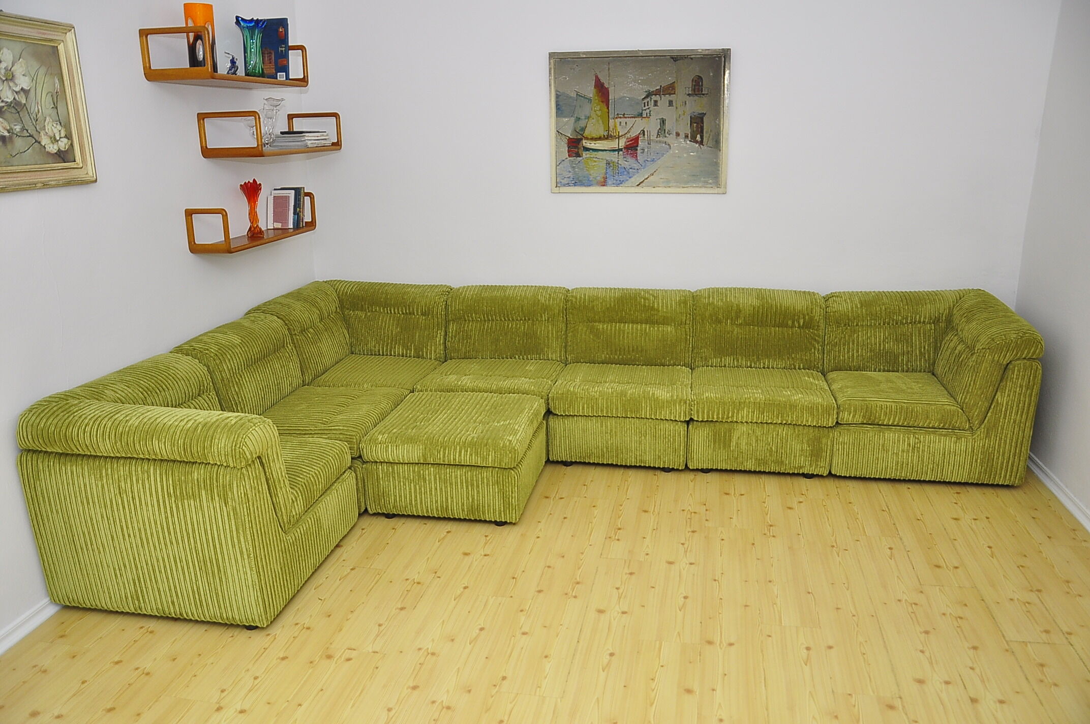 Mid-century corduroy modular sofa, 1970s