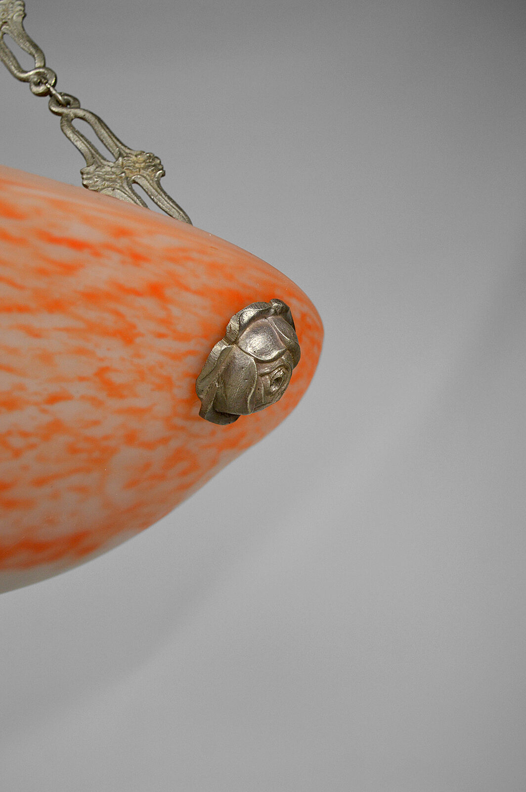 Art Deco pendant lamp in silver bronze, France, circa 1925