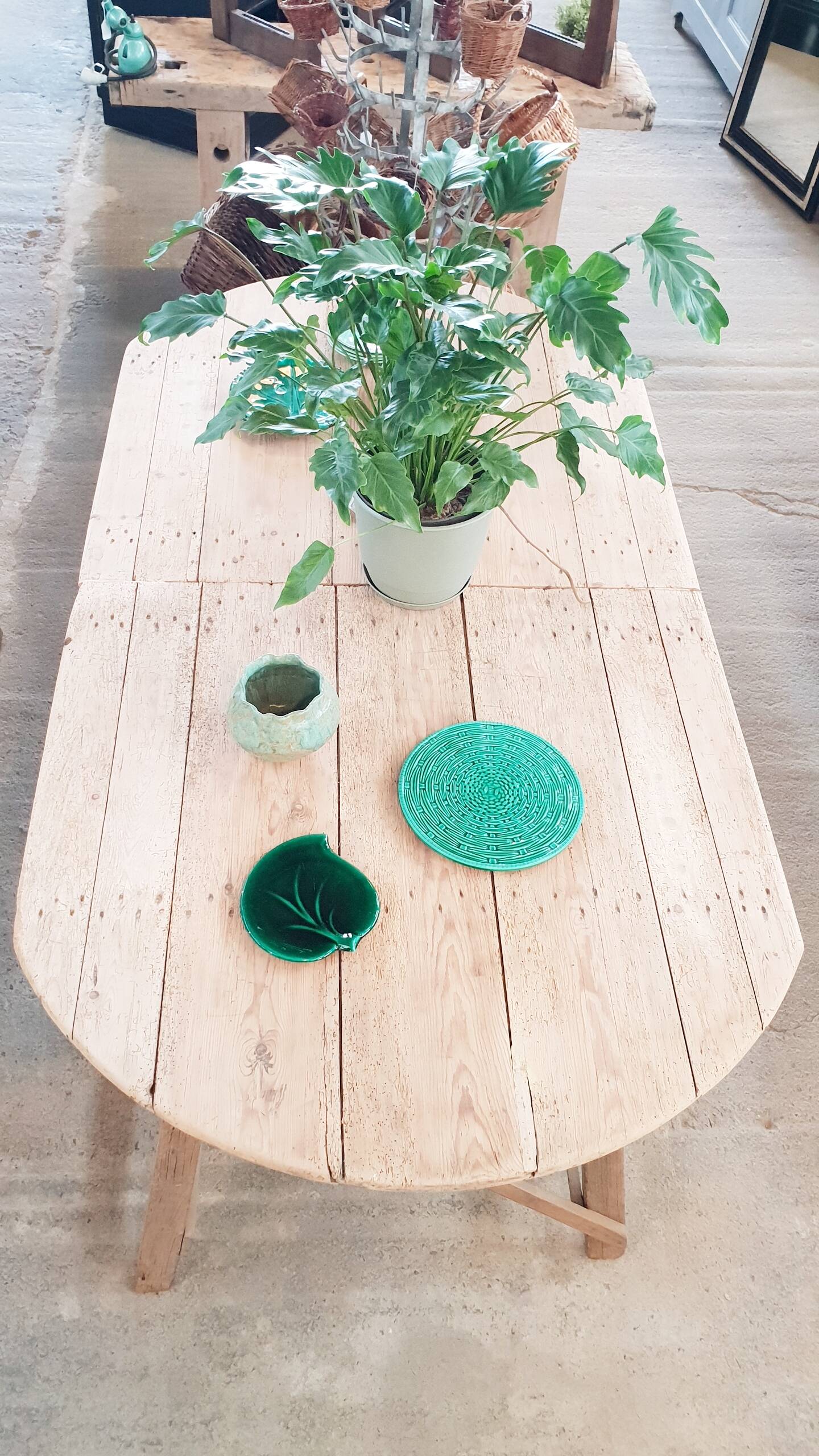 Old table on trestles