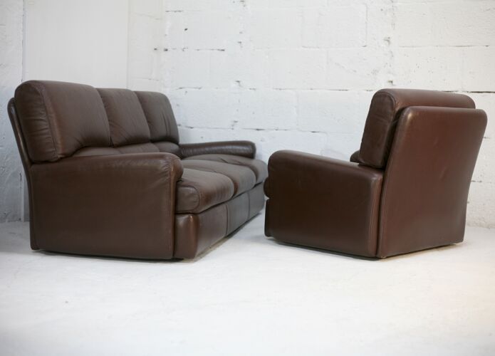 3-seater sofa and leather armchair, Steiner, France, circa 1970