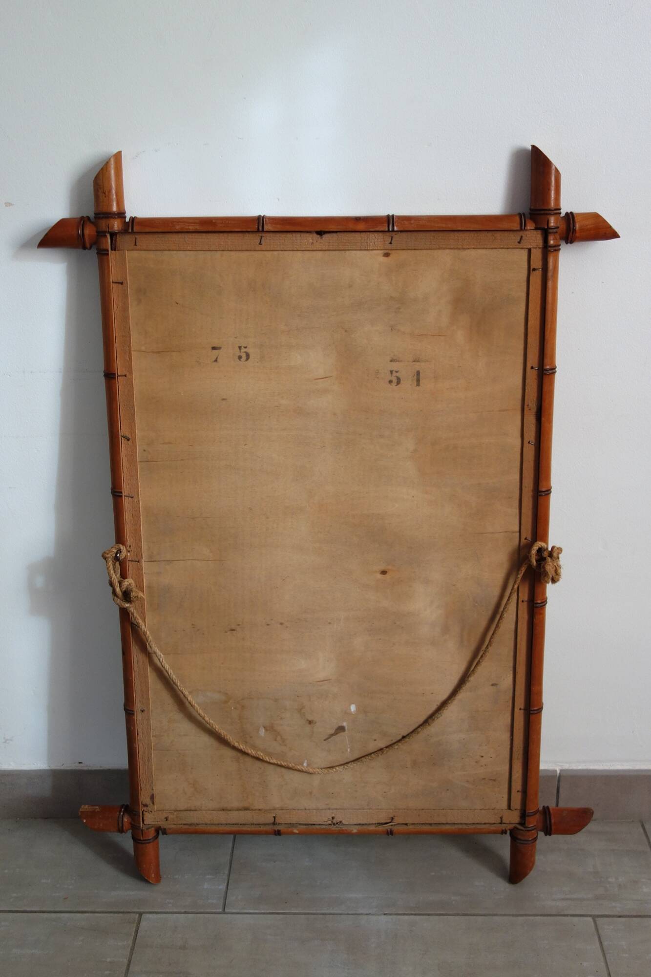 Large vintage bamboo mirror from the 20s