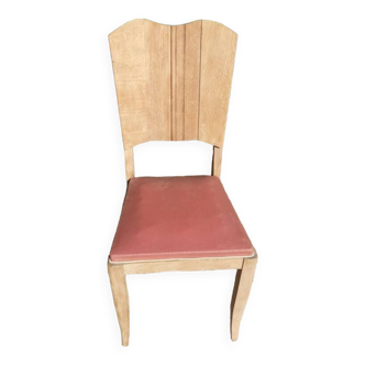 Chaise art déco bois massif aéro-gommée skaï