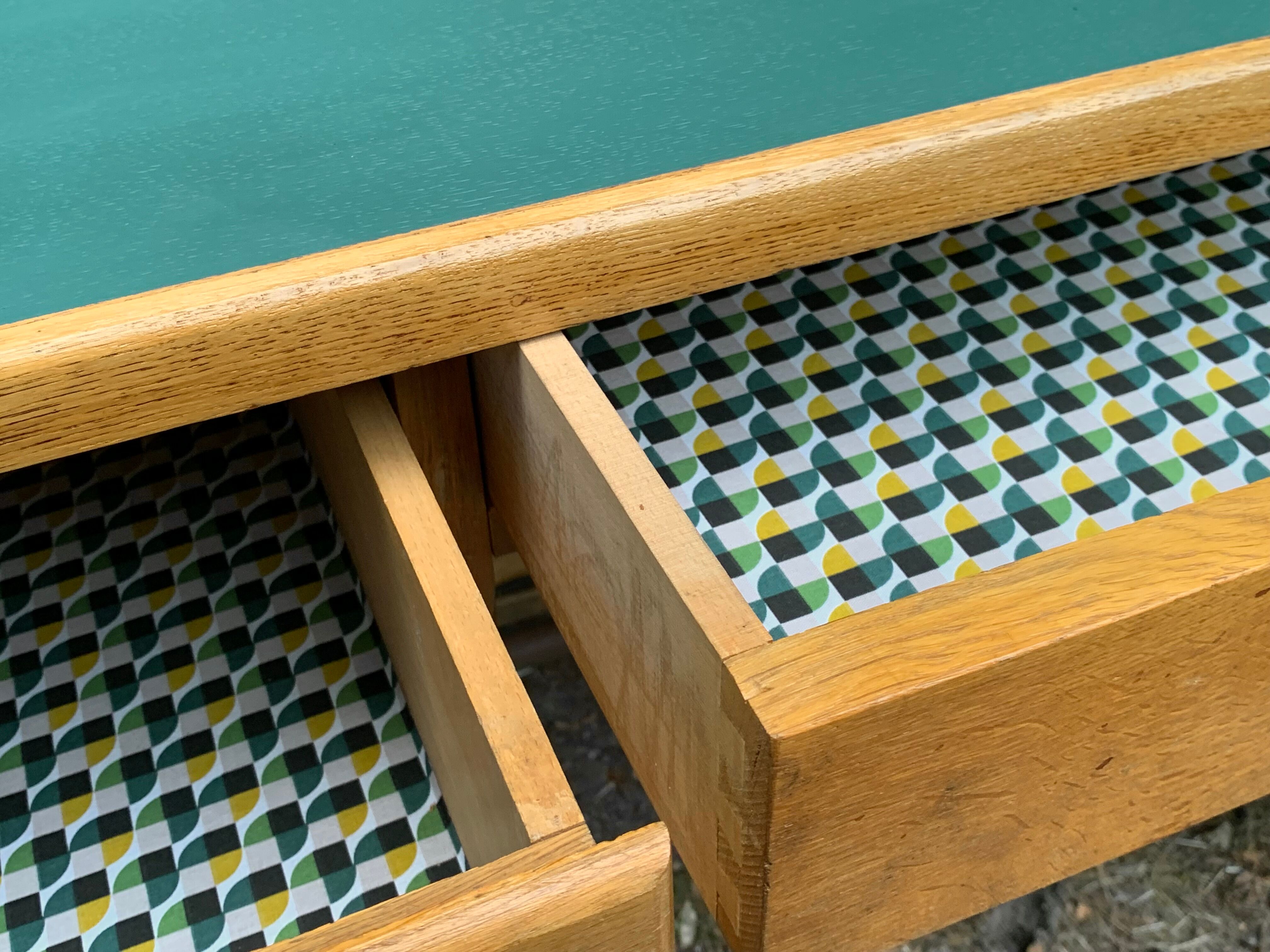 1950s schoolmaster's desk in solid oak