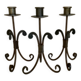 Trio of wrought iron candlesticks