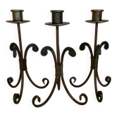 Trio of wrought iron candlesticks