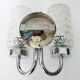 Double wall lamp 1970's chrome and glass