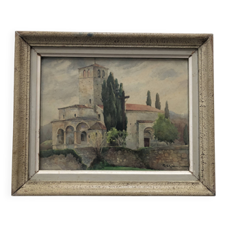 Watercolor paper church of st just de valcabrere haute garonne 31, r. chausson
