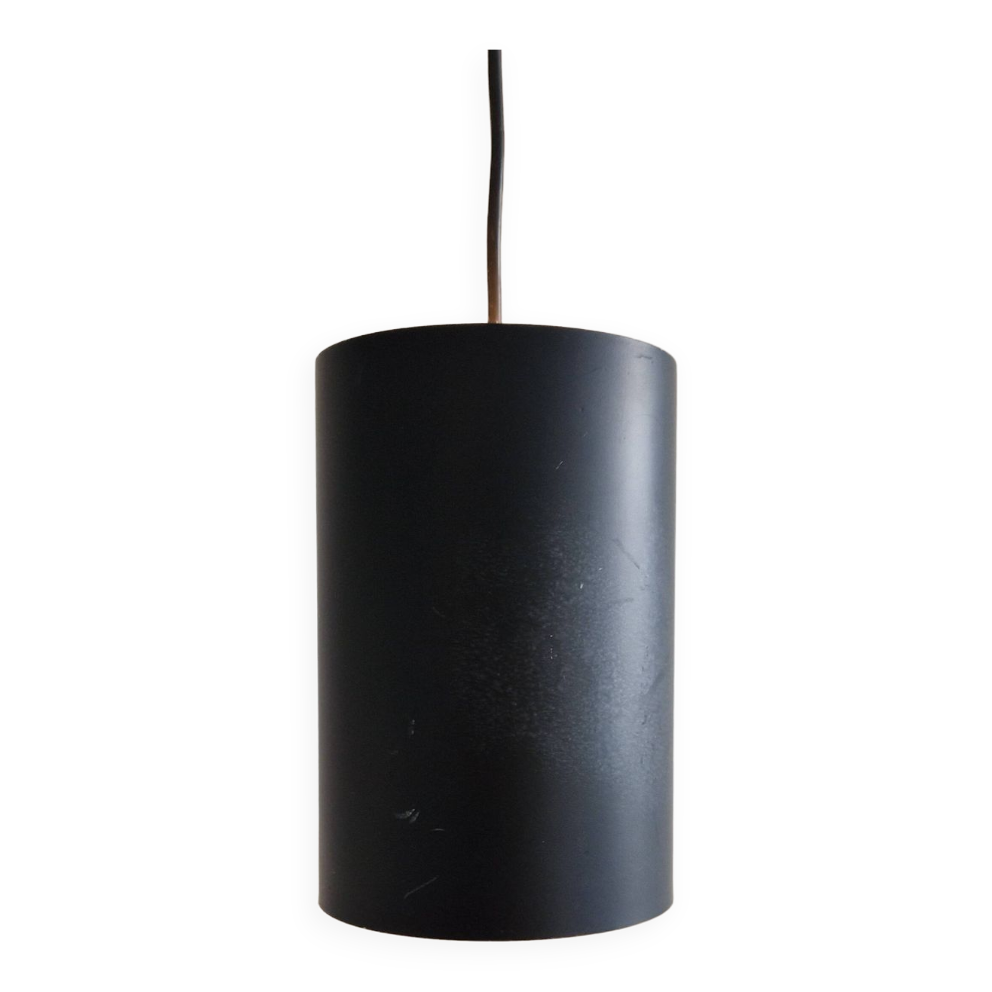 Set of 3 black cylinder pendant lamps, by Eila & John Meiling for Louis Poulsen, Denmark 1967