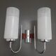 Double chrome and scandinavian teak wall lamp 50s