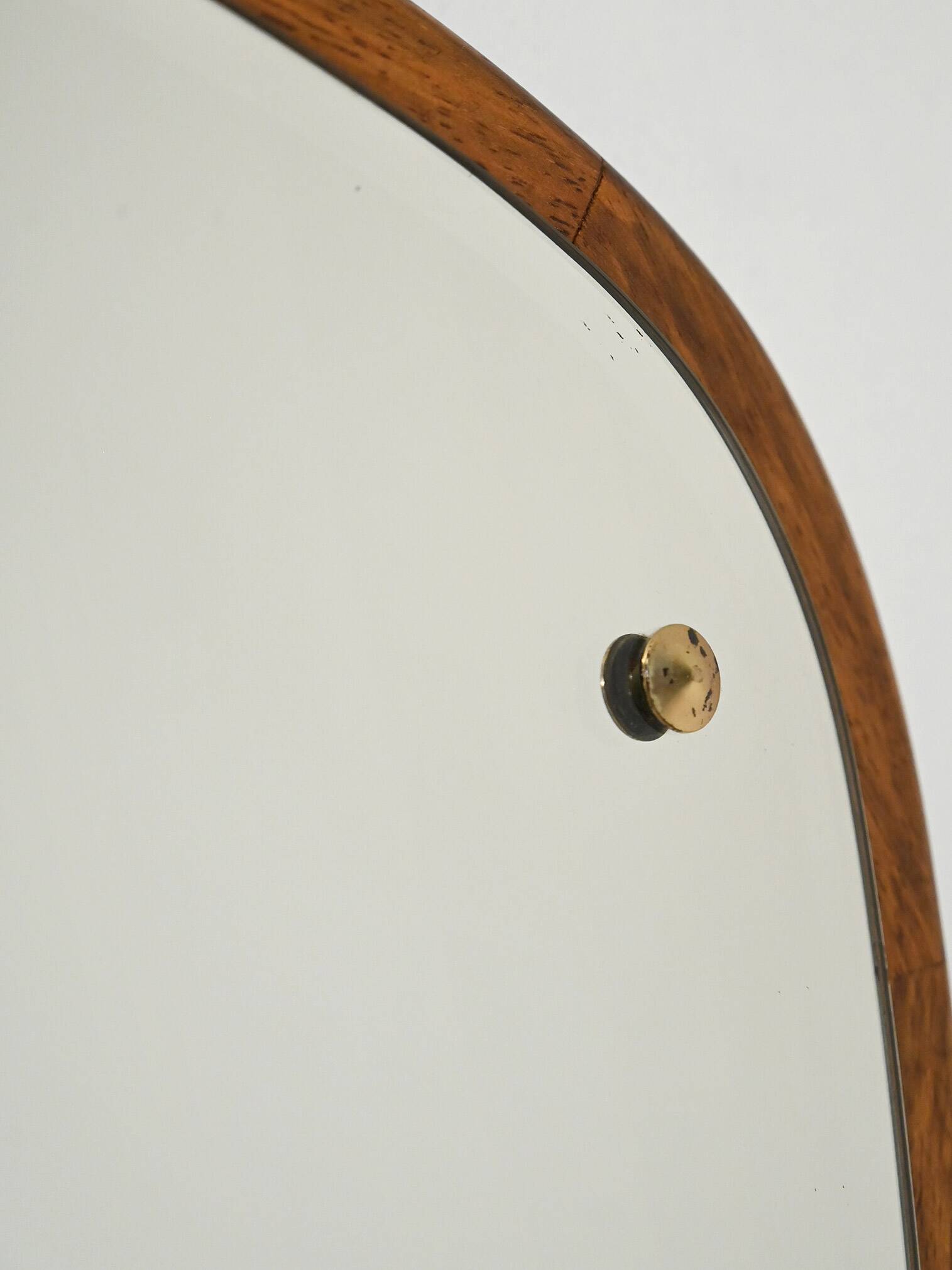 1960s Scandinavian oval mirror in oak