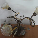 Italian-style vegetable chandelier, wrought iron with three branches.
