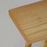 Contemporary handcrafted stool / end table in solid ash and oak wood