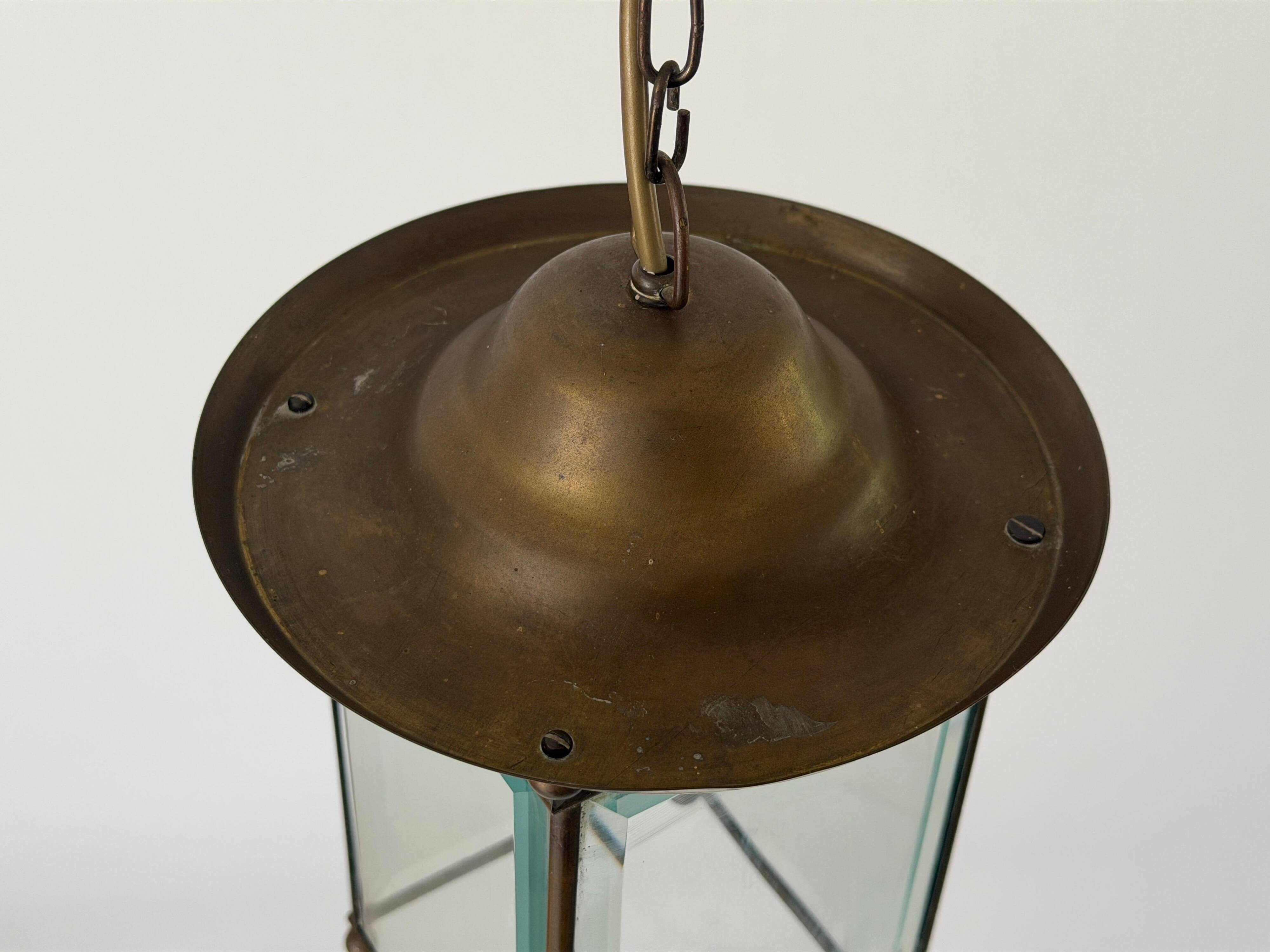 Art Deco ceiling light in brass and glass, 1940s, Germany