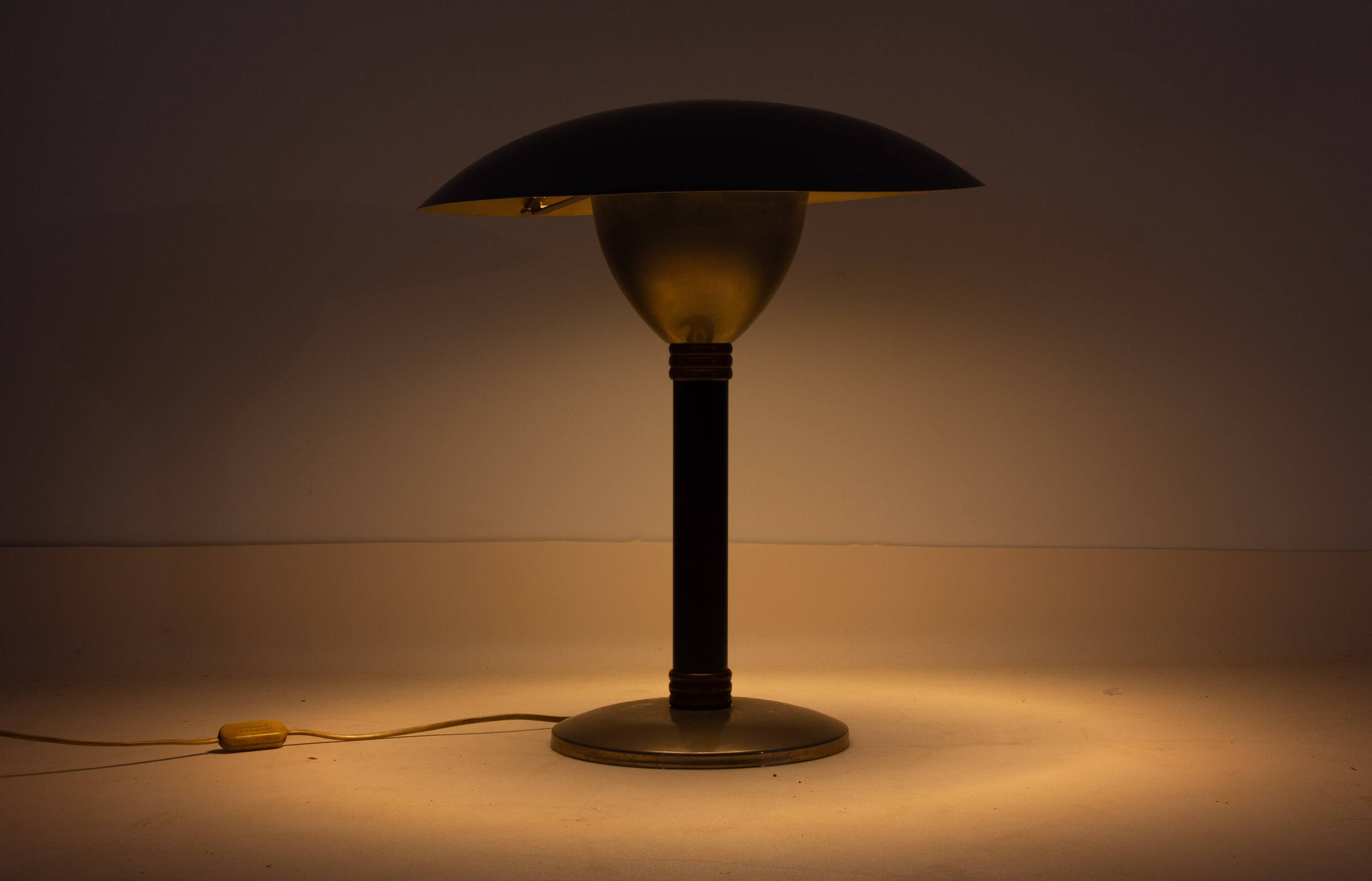 Italian desk / table mushroom lamp in brushed metal, 1950s