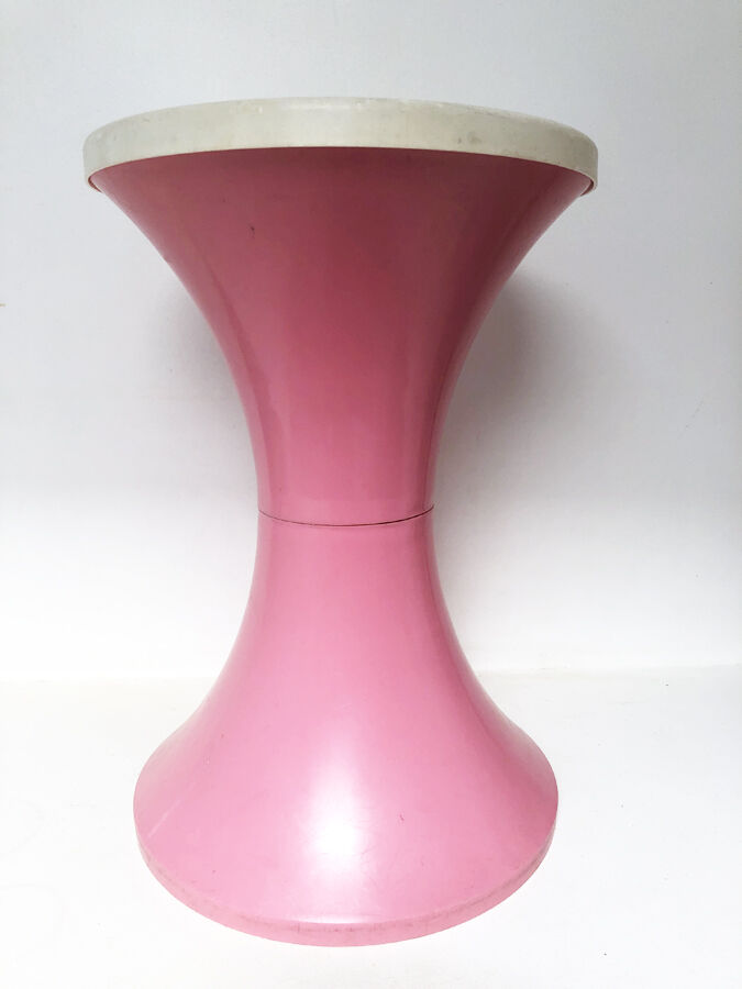 Pink and white "Tam Tam" stool, 1970