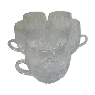5 small cut crystal cups
