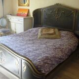 bed in solid walnut patinated Louis XVI style 160X200 cm