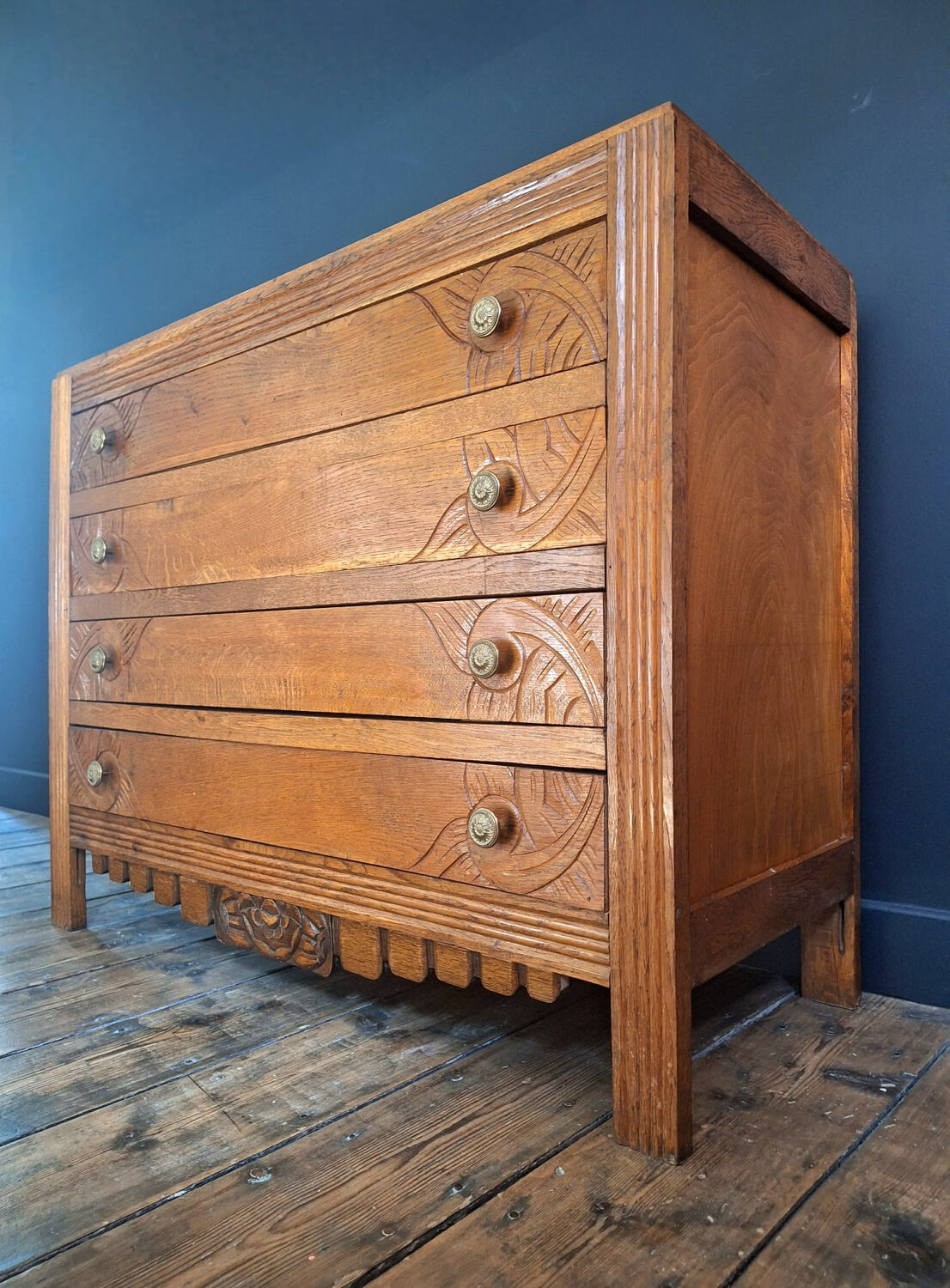 Art Deco commode, vintage antique piece with marble top.