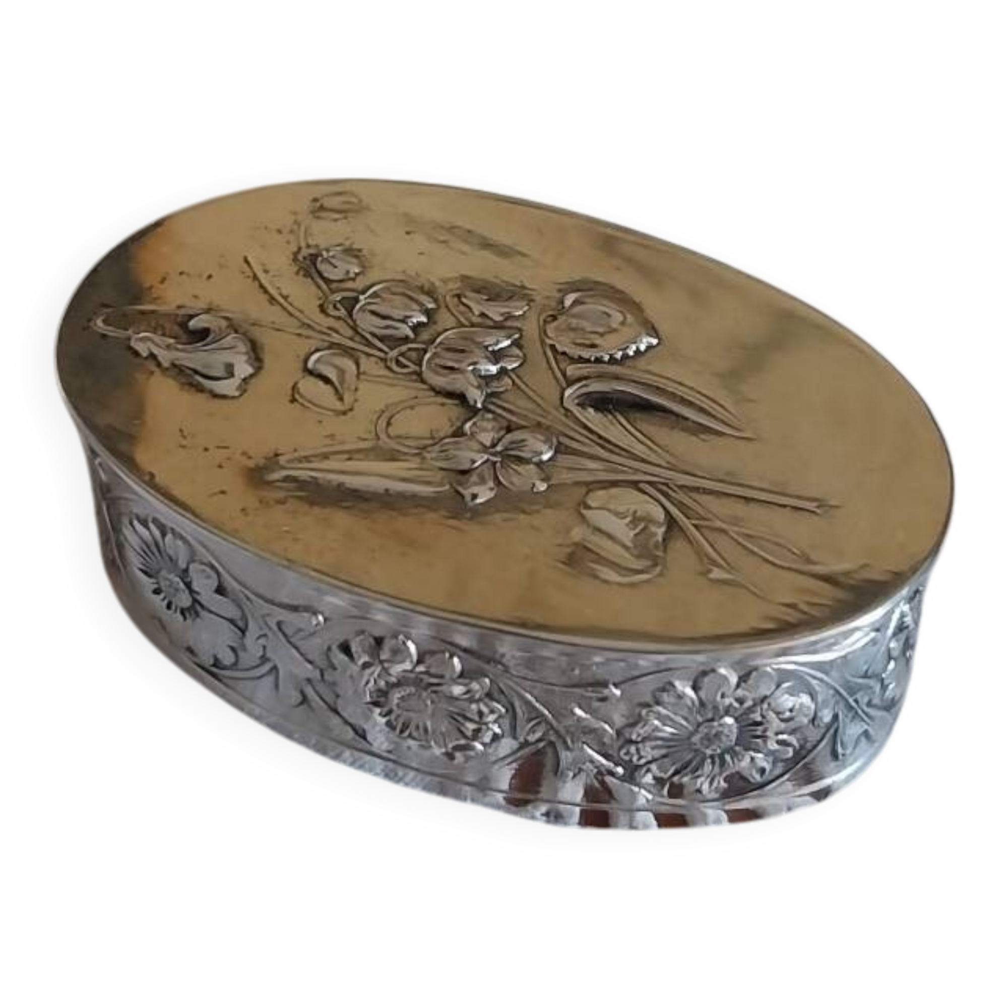 Antique small silver-plated art nouveau box