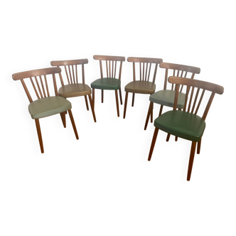 Suite de 6 chaises bistrot des années 50