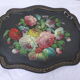 Bohemian and folk this metal tray painted with multicoloured flowers painted hand, russian vintage