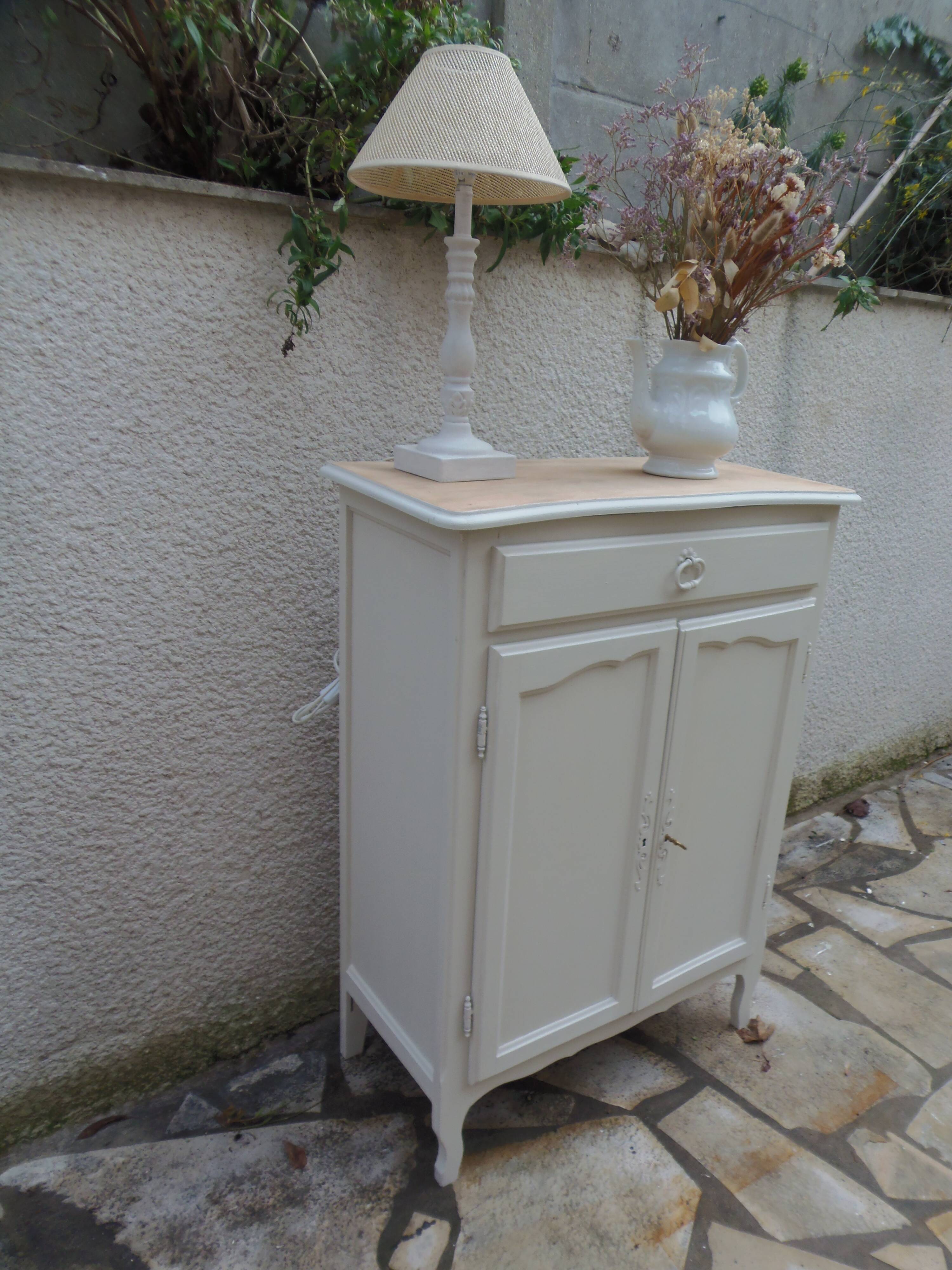 Small buffet, reimagined storage unit in beige.