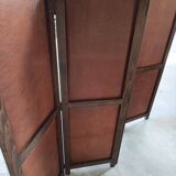 4-leaf wood and leather screen