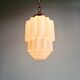 Art Deco pendant light, Skyscraper, white opaline, 1920s-30s