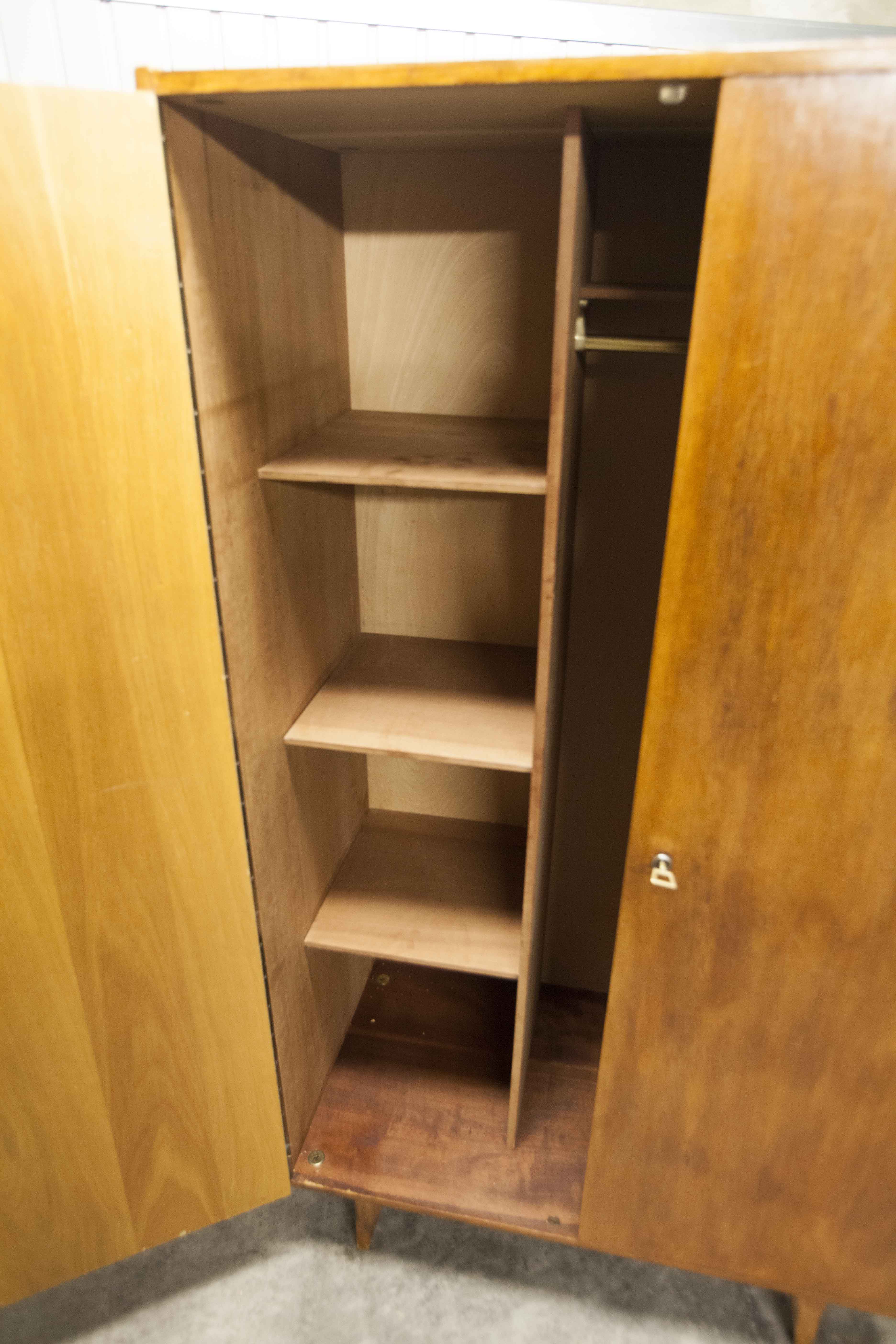 Lightweight Scandinavian wardrobe 1960 2 doors