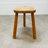 Brutalist solid wood tripod stool