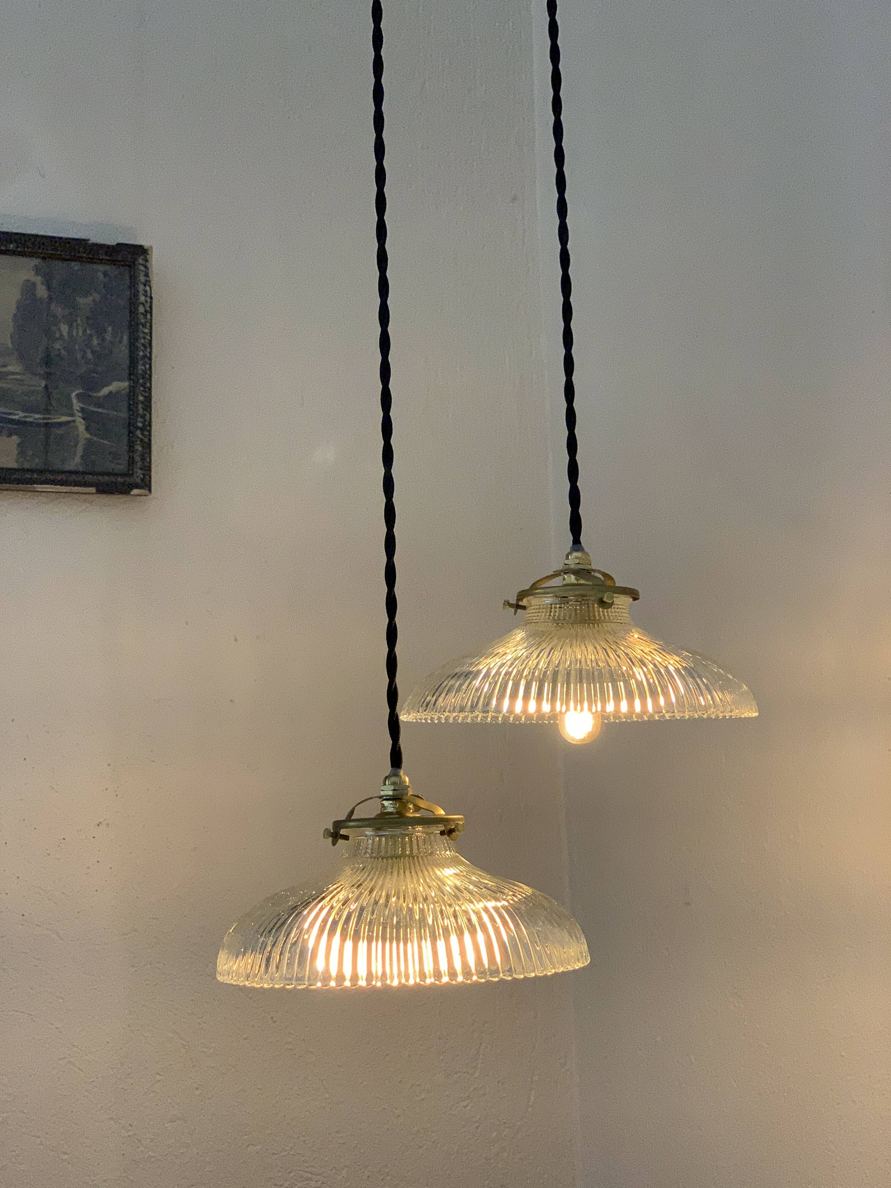 Duo of suspensions Holophane bistro style