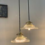 Duo of suspensions Holophane bistro style