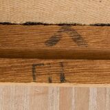 Set Of 6 Mid Century oak dining chairs by Fritz Hansen, natural wool upholstery, 1950s