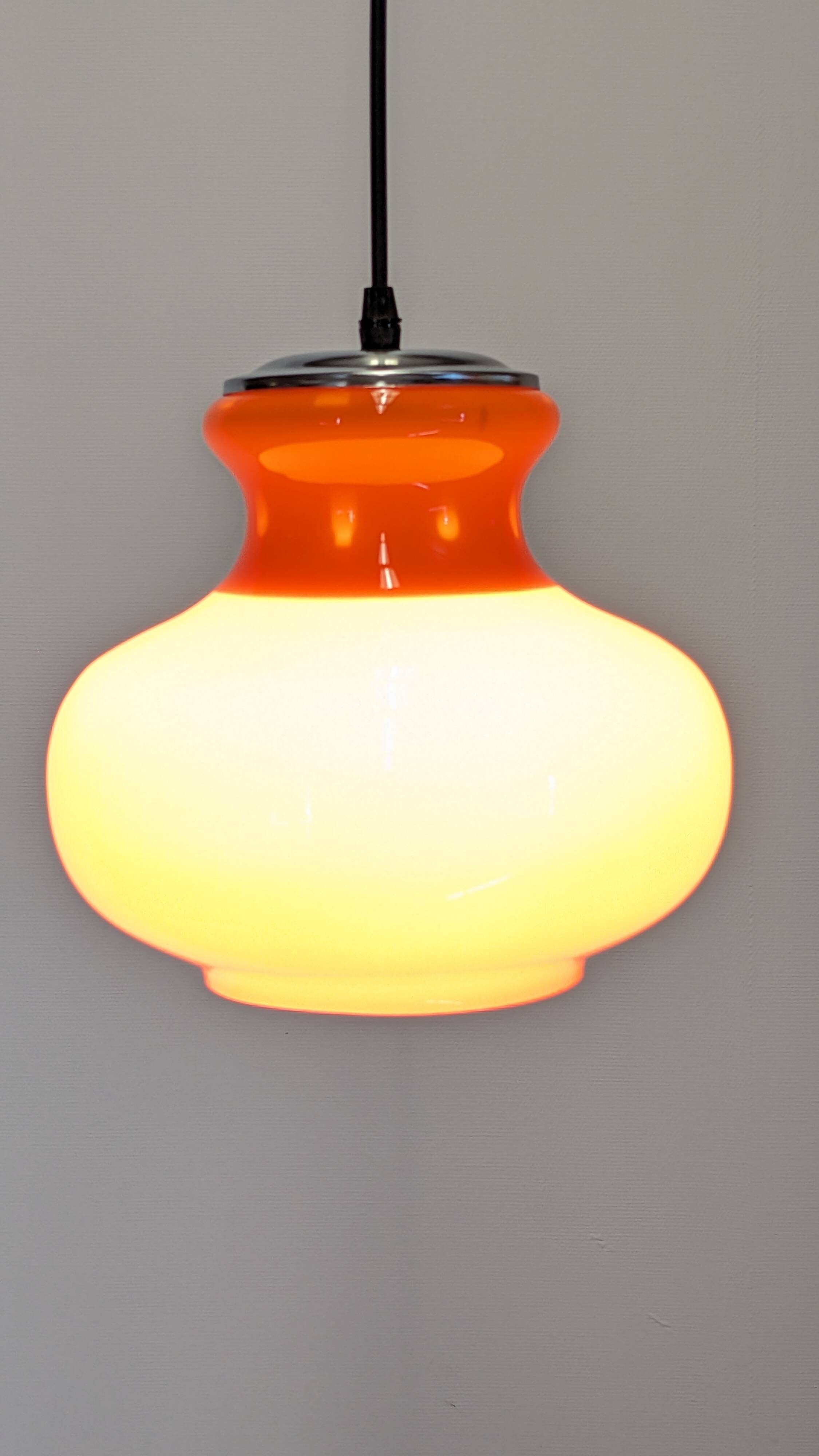 Orange opaline pendant light from the 60s/70s