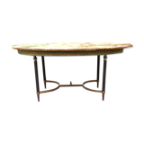 Vintage brass coffee table and oval alabaster top.