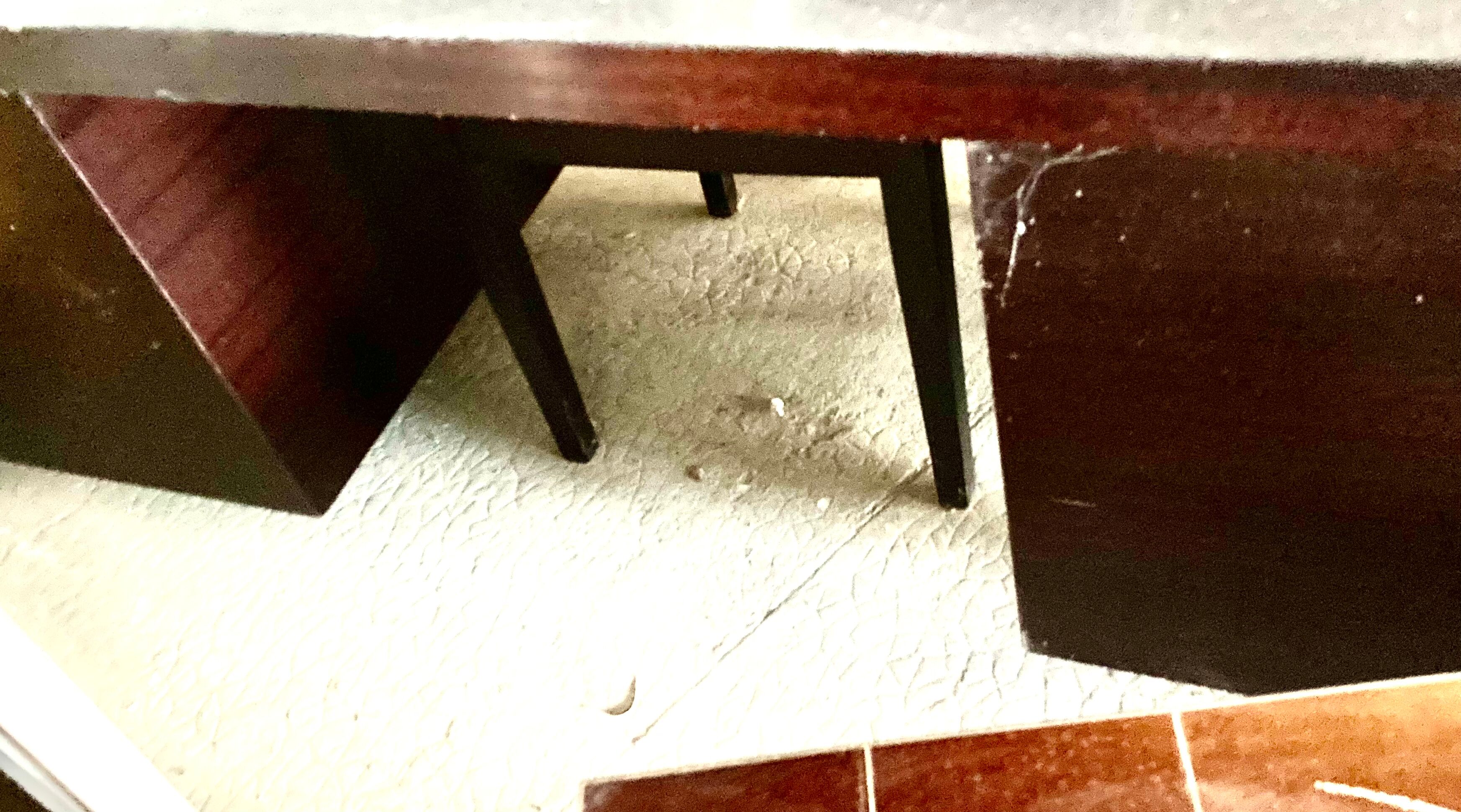 Flat desk with laminated wooden boxes, vintage from the 80s. State of use
