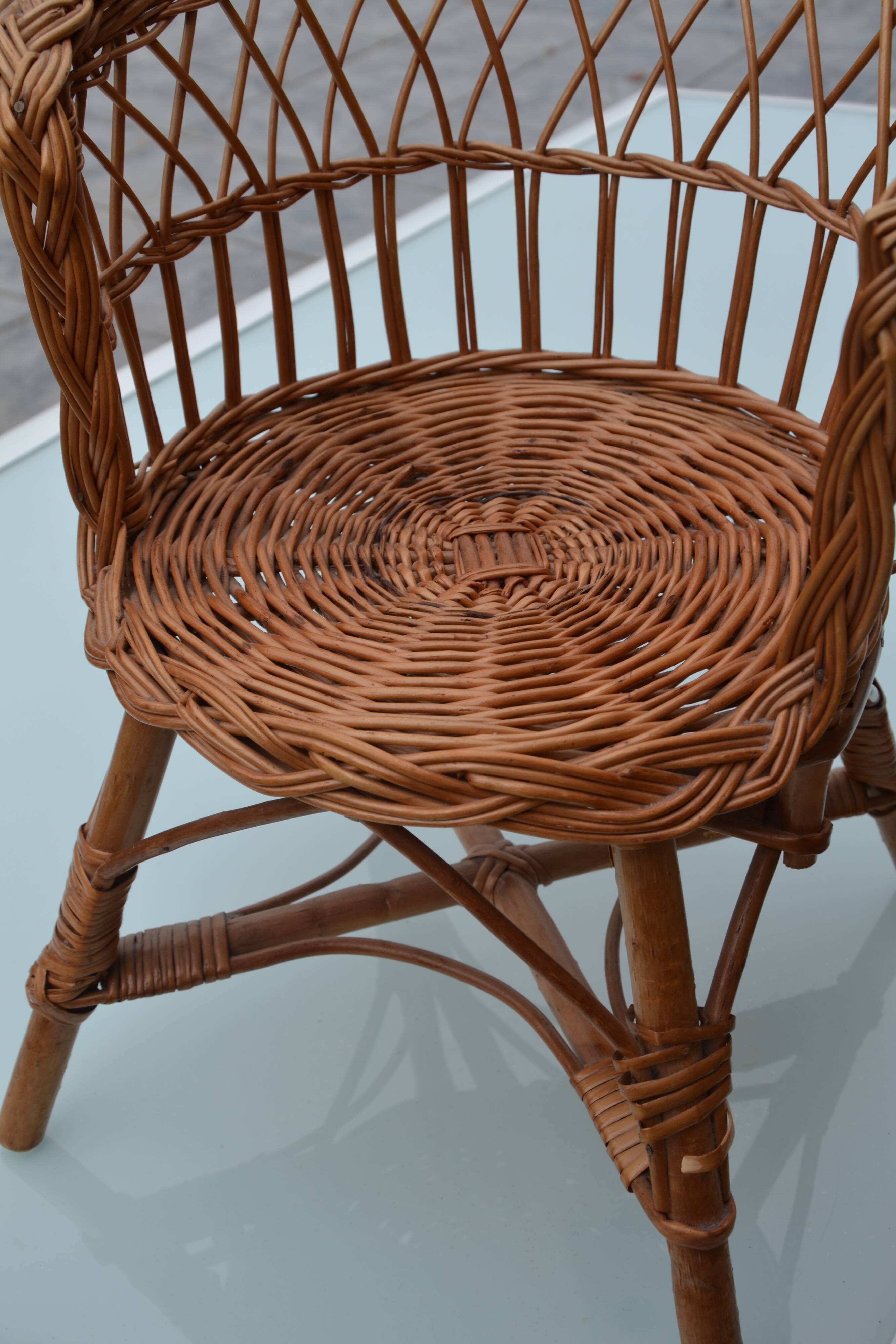 Rattan children's chair from the 60s and 70s
