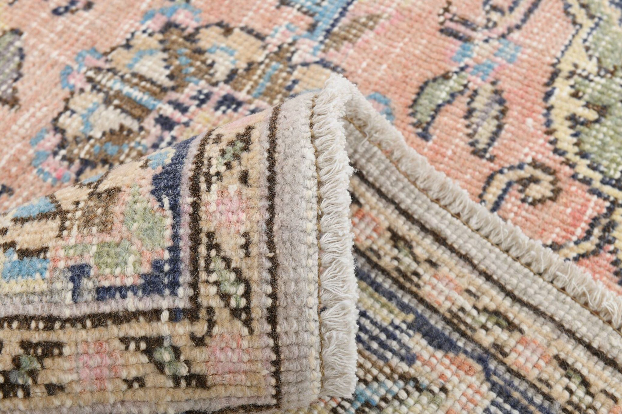 4x8 Pink & Navy Blue Vintage Rug 137x256Cm SK 6302